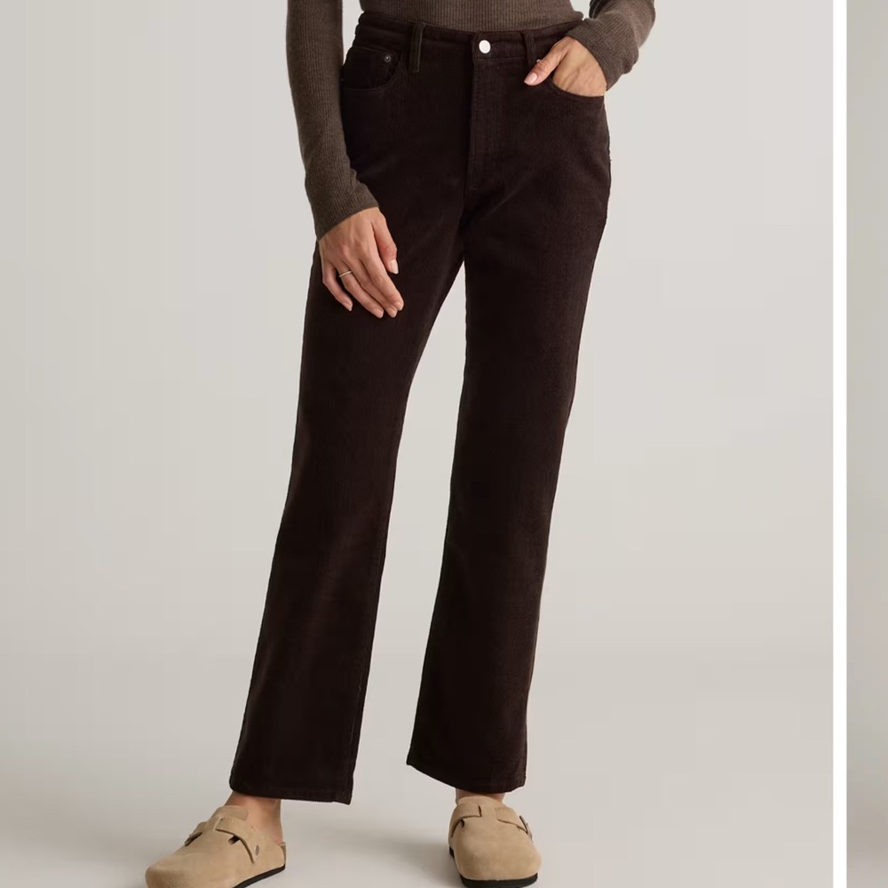 Women's Organic Stretch Corduroy Straight Leg Brown Jeans